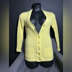 Vintage Yellow Women's Ribbed Sweater Small